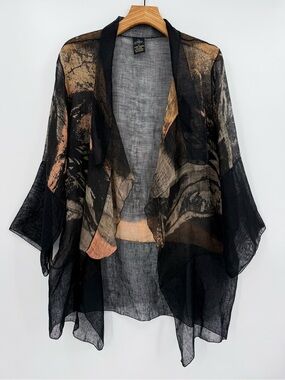 Joanna Staniszkis The Linen Project Loose Weave Open Front Cardigan Lagenlook